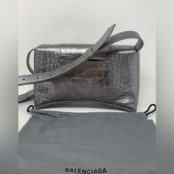 BALENCIAGA Small Downtown Croc Embossed Leather Shoulder Bag - Picture 8 of 16